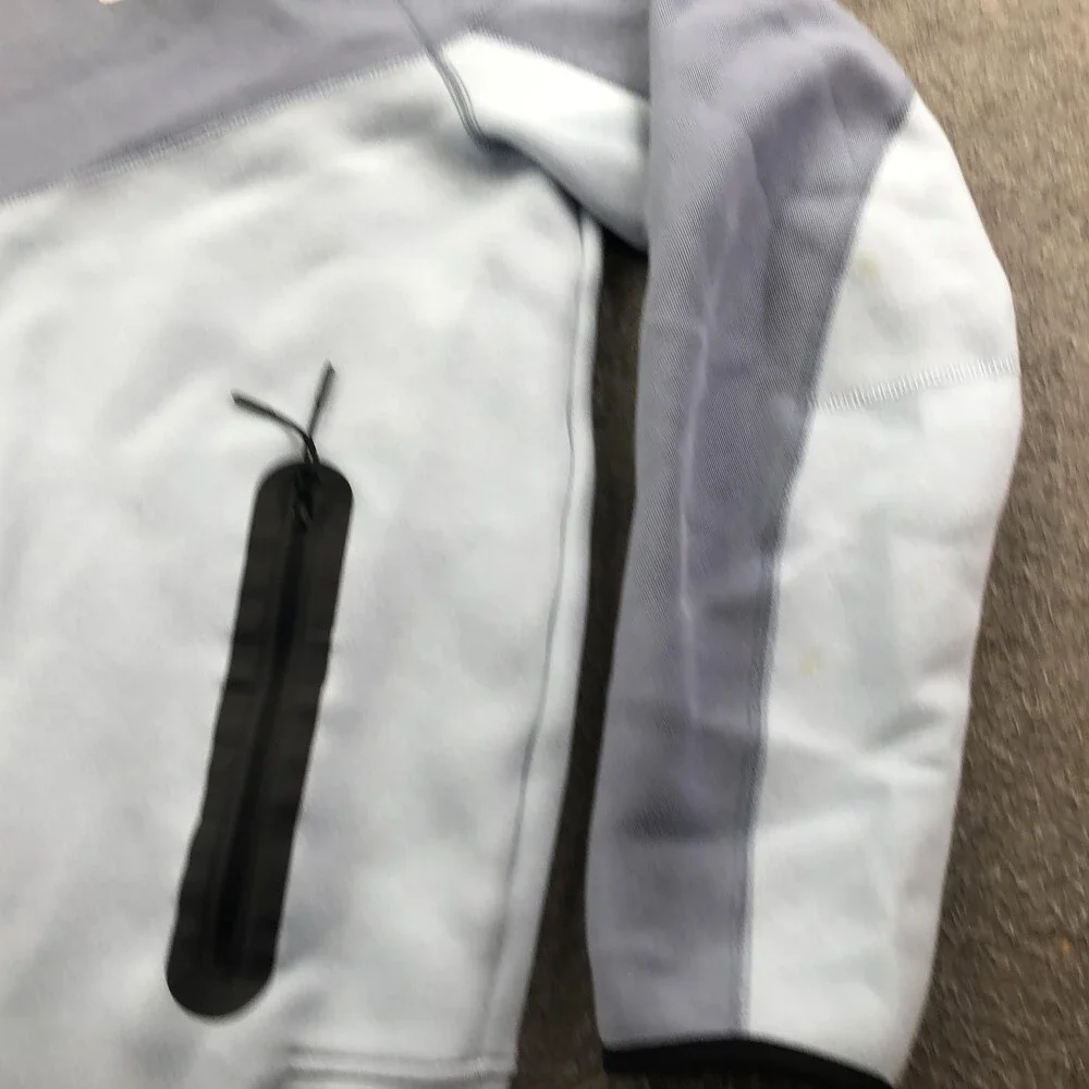 Nike Hoodie Mens Large Gray Full Zip Fleece Sweatshirt Colorblock Swoosh Tech